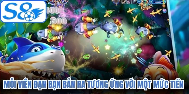 Mỗi viên đạn bạn bắn ra tương ứng với một mức tiền cược cụ thể trong game