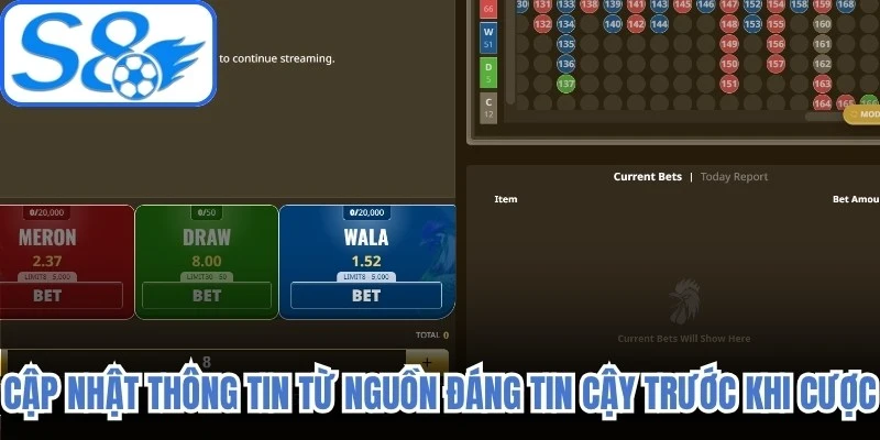Cập nhật thông tin từ nguồn đáng tin cậy trước khi cược