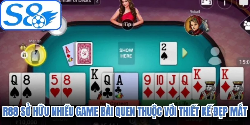 R88 sở hữu nhiều game bài quen thuộc với thiết kế đẹp mắt