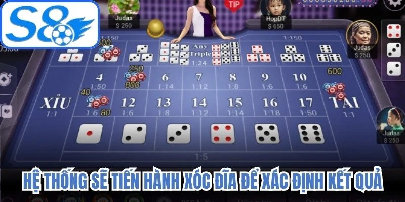 Sau khi kết thúc thời gian cược, hệ thống sẽ tiến hành xóc đĩa để xác định kết quả