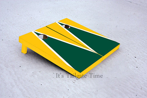Custom Cornhole Boards Yellow and Green Matching Triangle