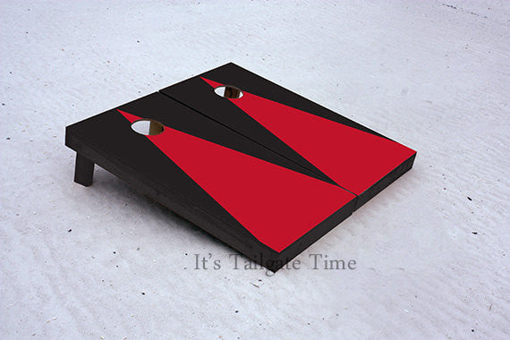 Custom Cornhole Boards Red and Black Matching Triangle No Stripe