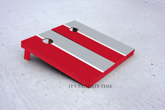 Custom Cornhole Boards Red and Grey House Divided