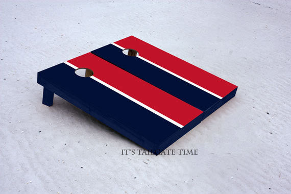 Custom Cornhole Boards Red and Navy House Divided