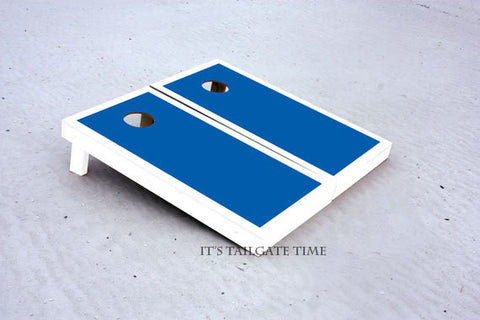 Custom Cornhole Boards Blue and White Border Set with 1x4 frames