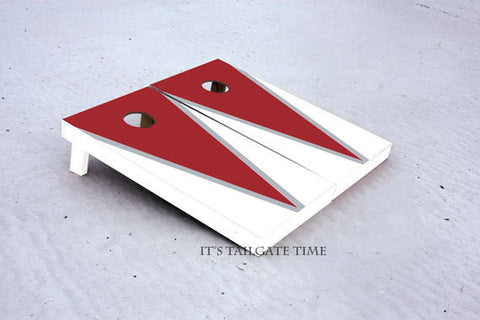 Custom Cornhole Boards White and Crimson Flying-V