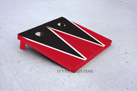 Custom Cornhole Boards Black and Red Flying-V