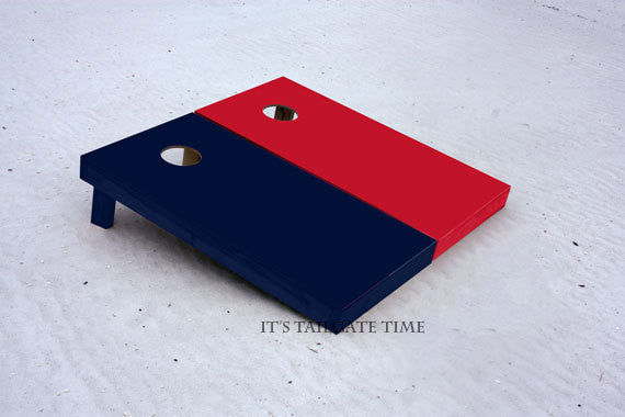 Custom Cornhole Boards Red and Navy Solid Set