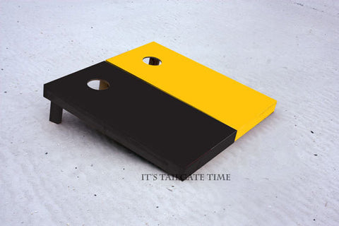 Custom Cornhole Boards Black and Yellow Solid Set