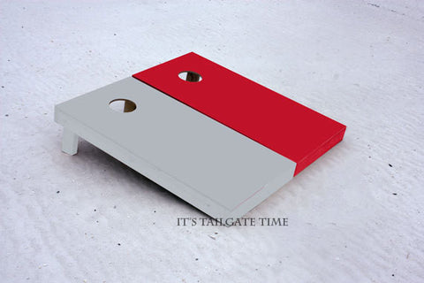 Custom Cornhole Boards Red and Grey Solid Set
