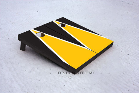 Custom Cornhole Boards Yellow and Black Matching Triangle Set